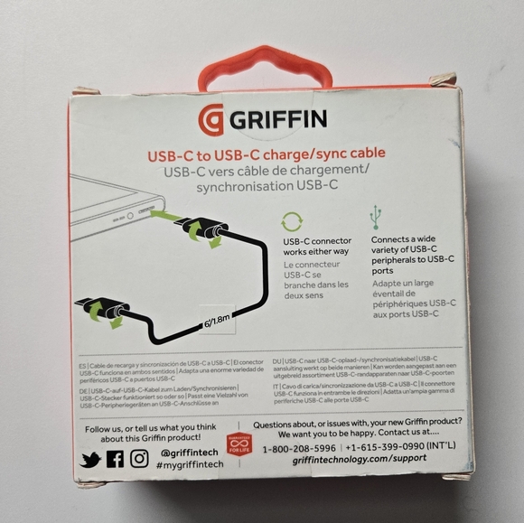 Griffin USB-C to USB-C Charge/Sync Cable 6ft - Picture 2 of 2